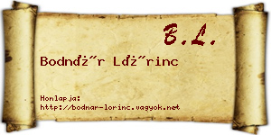 Bodnár Lőrinc névjegykártya