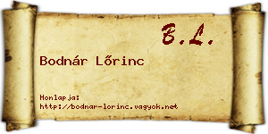 Bodnár Lőrinc névjegykártya